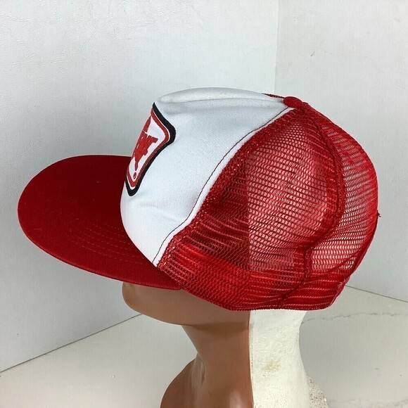 Vintage Drydene Motor Oils Greases Snapback Trucker Mesh Hat Red/White Made USA - Picture 2 of 7